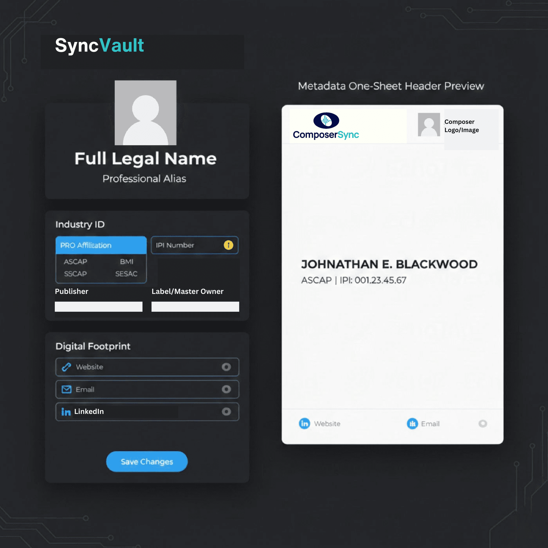 SyncVault interface